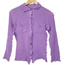 me ISSEY MIYAKE Cauliflower Pleated Shirt Jacket MI62FK308 Purple Women USED