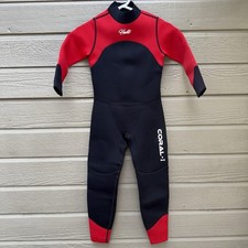 Hevto Youth Wetsuit Sz 10 Black Red Full Body Neoprene Zip Surf Swim Dive NEW 