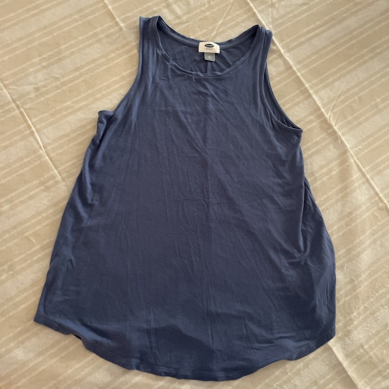 Old Navy Tank Top Womens Size XS Cowboy Blue SL Swing Sleeveless Scoop Hi Neck