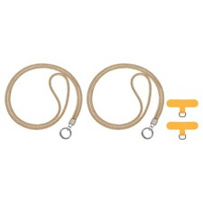 2Pcs Phone Chain Crossbody Lanyard Water Diamond Phone Strap Champagne