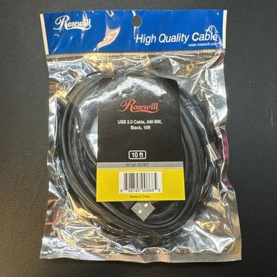 Black USB 10 Feet Cable Rosewill USB 2.0 AM BM