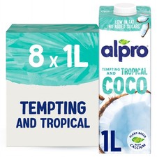 Alpro Coconut Drink - Plant-Based Long Life Dairy 1 l (Pack of 8), Natural 