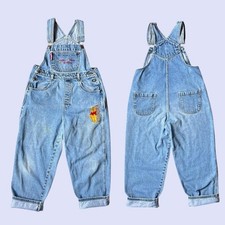 Vintage Winnie The Pooh Denim Bib Overalls Toddler Disney Embroidered Kids Sz 12