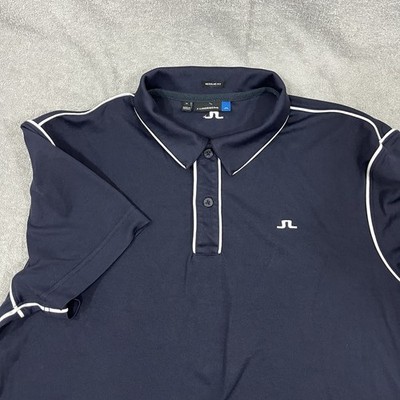 J. Lindeberg Shirt Men's Bridge Regular Fit Golf Polo Navy Blue Medium
