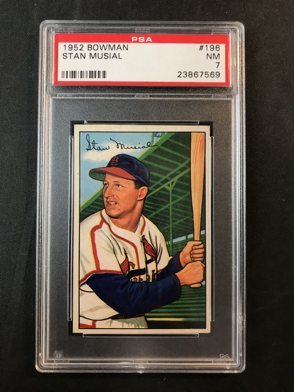 PSA 7 1952 Bowman #196 Stan Musial St. Louis Cardinals HOF NO RESERVE!