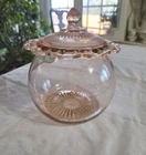 Vintage Anchor Hocking Old Colony Pink Depression Glass Cookie Jar with Lid