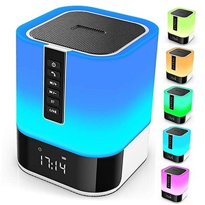 Night Light Bluetooth Speaker, 5 in 1 Touch Control Bedside Lamp Dimmable 
