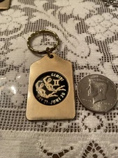 Vintage Gold Plate Zodiac  Gemini Key Fob Key Chain