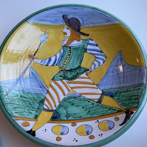 RARE Set of 2 ND DOLFI Italian Pottery Plates Bowls Wall Art Soldier Explorer - Picture 7 of 13