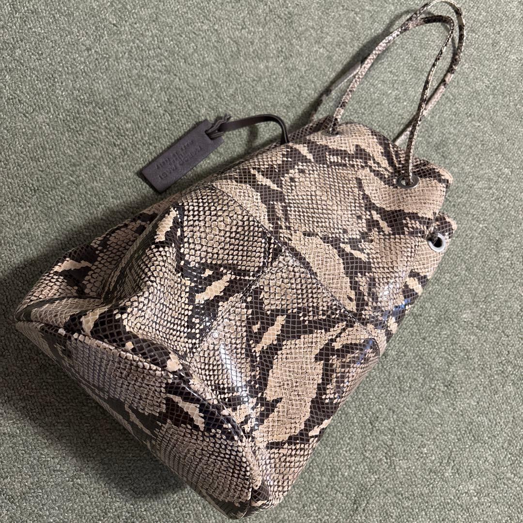 Marco Masi Python Leather Drawstring Purse, Small… - image 1