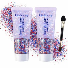 Patriotic Red White Blue Glitter Gel 100ml for 4th of July USA Celebration