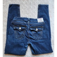True Religion Misty Skinny Jeans Dark Wash Flap Pocket Size 31 Made in USA