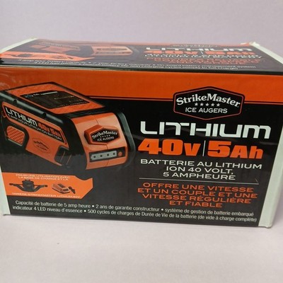 STRIKEMASTER ICE AUGERS LITHIUM ION BATTERY 40V 5Ah *NEW*