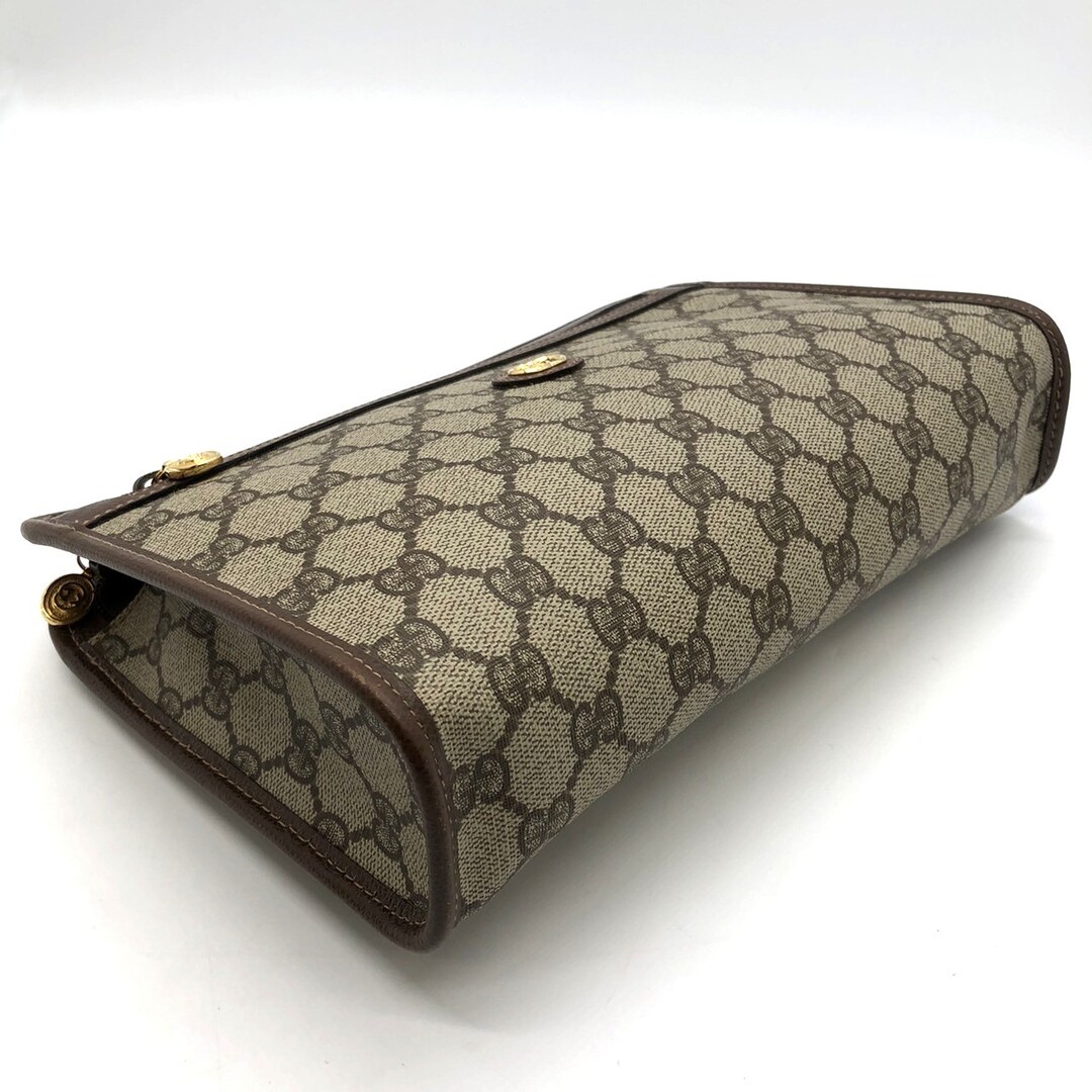 Old Gucci GG Supreme Canvas Leather Brown Clutch Second Bag Vintage 27x18x7cm thumbnail 5
