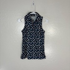 J.Lindeberg Shirt Womens XS Blue Dena Print Sleeveless Golf Polo Leopard Top