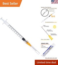 Lab Syringes 25G 5/8 In 1ml 50 Pack Sterile Precision Measuring Tools