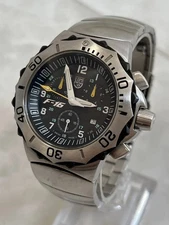 LUMINOX F-16 Chronograph Watch Fighting Falcon Black Dial Quartz Working Rare