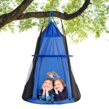 Goplus 40" Kids Hanging Chair Swing Tent Set Hammock Nest Pod Seat Blue