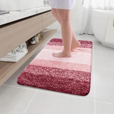 Arotive Microfiber Bathroom Rugs, Shaggy Soft and 36" x 24", Burgundy 