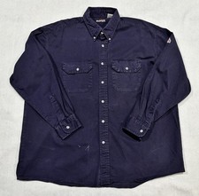 Bulwark FR Flame Resist Button Front Long Sleeve Shirt Mens XLarge Blue