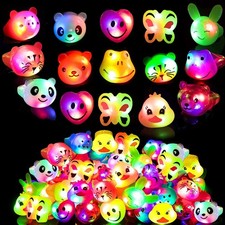 18 Pcs LED Light Up Rings - Colorful Glow in the Dark Finger Toys for Parties