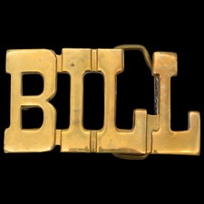 Bill Name Solid Brass Vintage Belt Buckle
