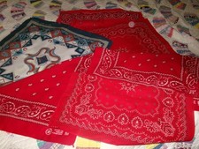 Vintage 7 Bandana Lot Made In USA Cotton USA Different Patterns