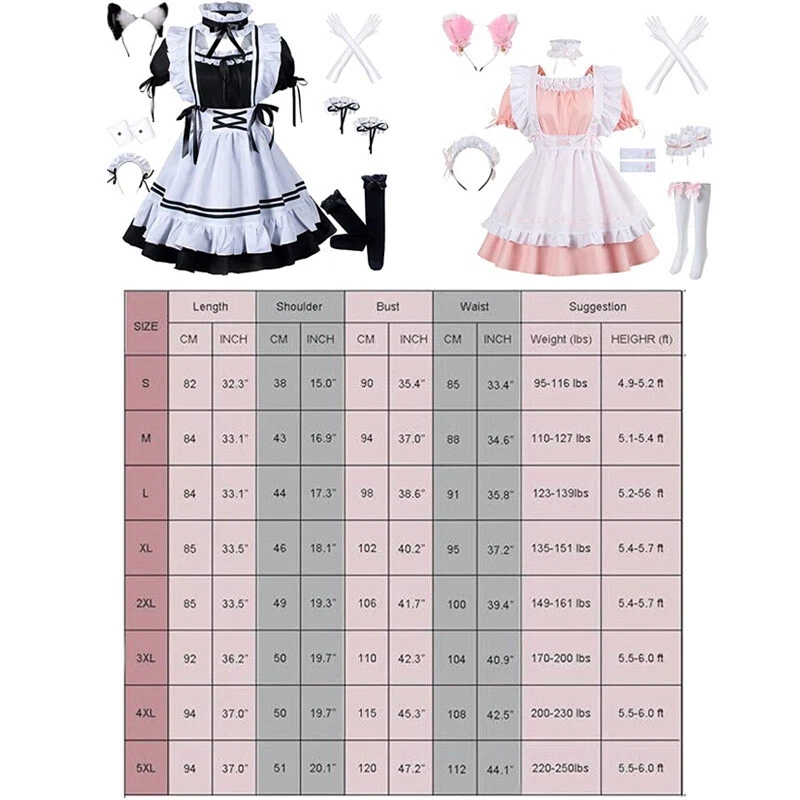 Women Lolita Costume French Maid Completed Outfits Fancy Dress+Accessories - Image 2 of 4