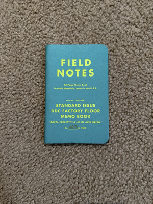 Field Notes DDC Factory Floor Sorta Jade Standard Issue  Single #673/1500