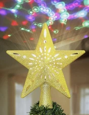 Christmas Tree Topper Lighted with Projector, Christmas Star Tree Topper