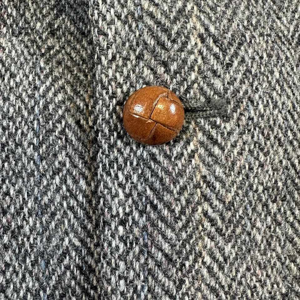 Vintage Harris Tweed Blazer Mens 41S Brown Herringbone Wool Hunt Valley USA 80s - Image 3 of 4