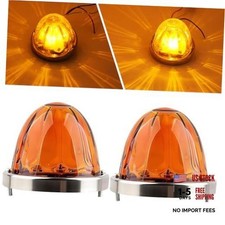 2 Pcs Amber Glass Lens Watermelon Lights LED Side Marker Turn Signal Lights