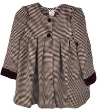 Vintage 24 Mos Dress Coat Plum Houndstooth Velvet Trim Made in USA