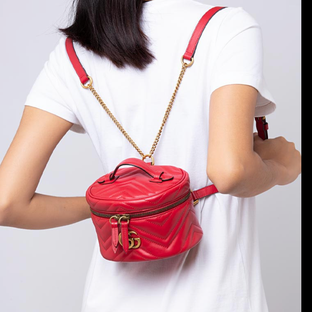GUCCI Rucksack Backpack Vanity Bag 598594 0416 Red Leather NWT GUCCI Bag Quilting Bag Pack Backpack Mini GG Marmont Leather  main image 2