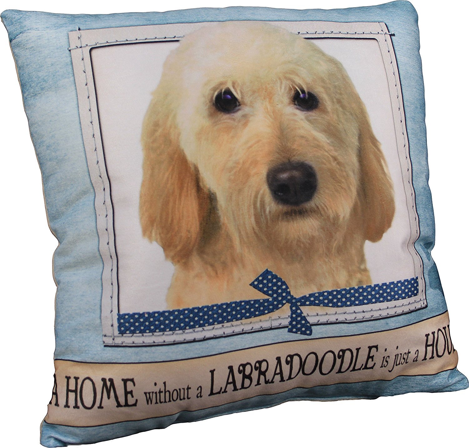 E&S Pets Large Dog Design Throw Pillow 16 x 16 inches - Yellow Labradoodle