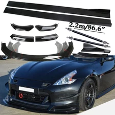 For Nissan 370Z 2009-2021 Front Bumper Lip Spoiler Side Skirts Rear Glossy Black