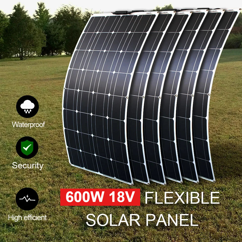 600W 18V Flexible Mono Solar Panel for RV Marine Van Off-Grid Charging
