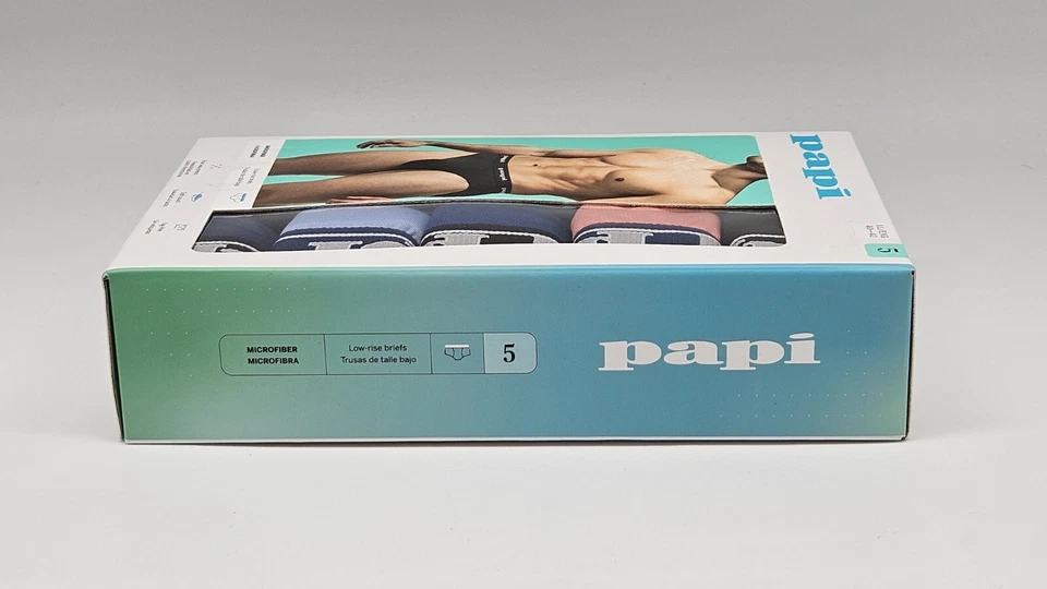 Paquete de 5 calzoncillos PAPI para hombre S M L XL microfibra logotipo cintura tiro bajo colores surtidos Foto 2 de 4