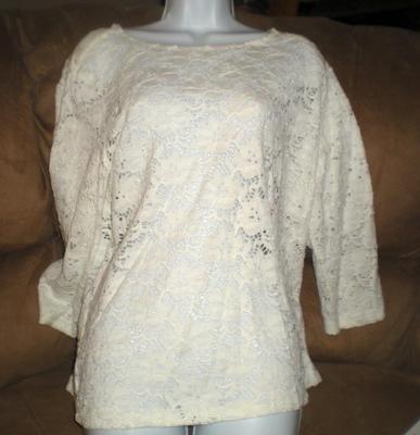 DONNA RAE LONG SLEEVED WHITE LACEY PULLOVER SWEATER XL NWOT