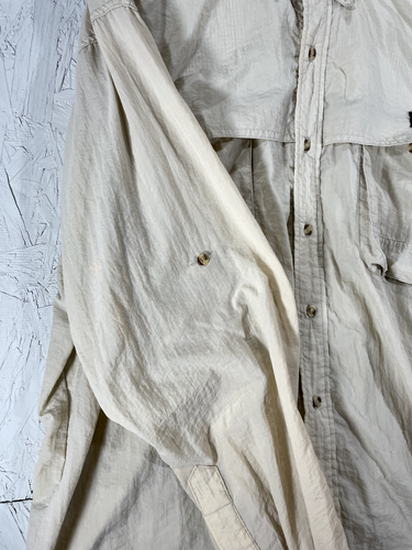 White Sierra Men’s L Shirt Tan Long Sleeve Button Down - Hiking Camping Fishing - Picture 10 of 17