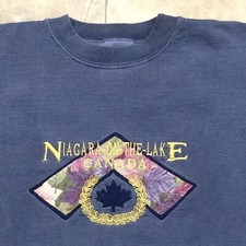 Vtg Niagara On The Lake Canada Sweatshirt Blue Sz S  Cotton Embroidered Quilted