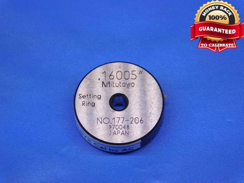MITUTOYO .16005 MASTER PLAIN BORE RING GAGE .1563 +.0038 OVERSIZE 177-206 .1600