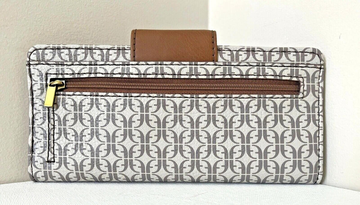 New Fossil Madison Slim Clutch Wallet Taupe / Tan Multi | eBay