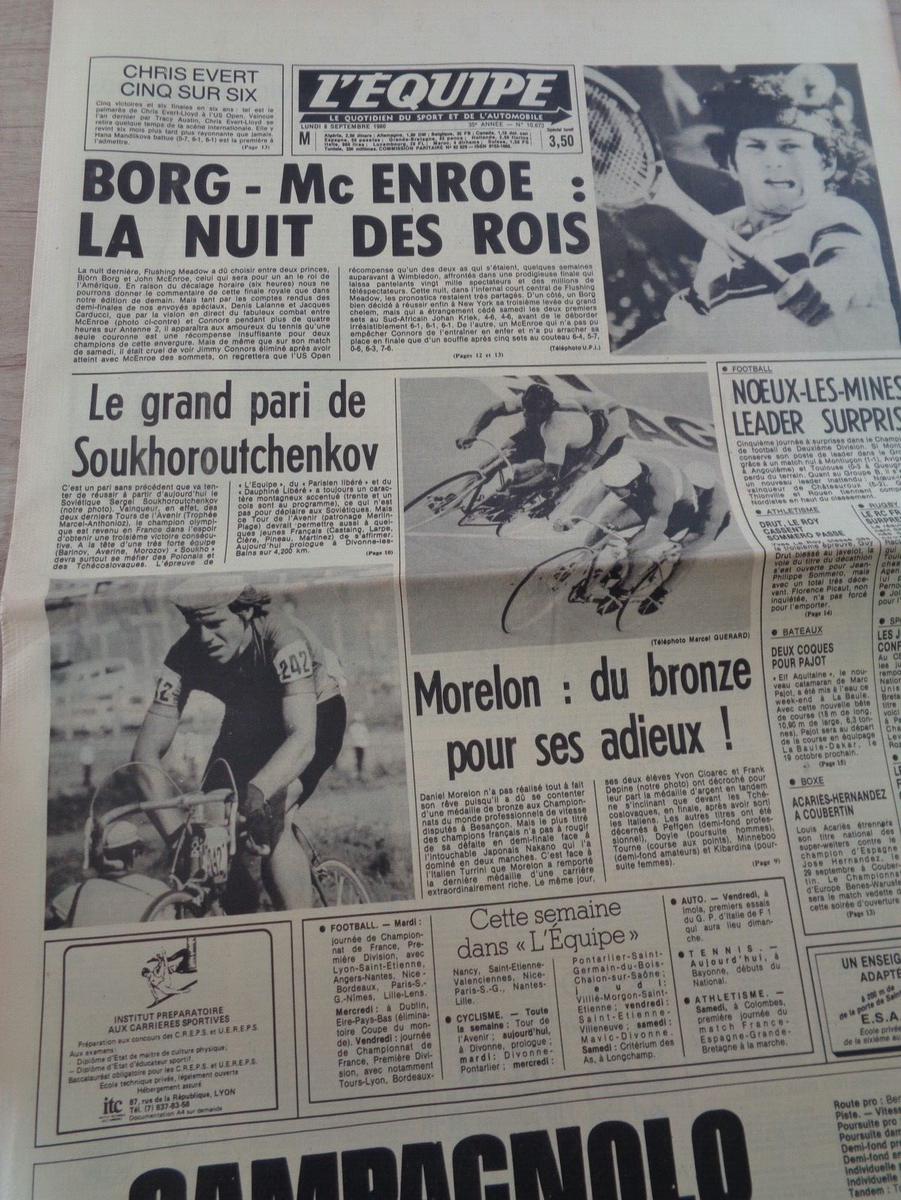 L'Equipe Journal 14/01/1980 TENNIS BJORN MAITRE A NEW YORK , VIGNERON 5,62 M