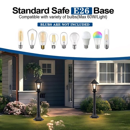 Outdoor Lamp Post Lights HardWired Black Outdoor Light Post with Mount Base 28.3 - Picture 4 of 9