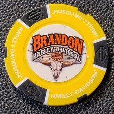 BRANDON HD ~ FLORIDA (Yellow Full Color) Harley Davidson Poker Chip CLOSED