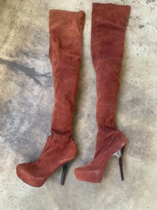 burnt orange thigh high boots