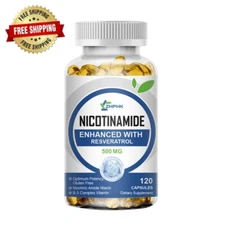 NAD Supplement for Anti-Aging,Energy,Focus / Nicotinamide Resveratrol 120 Pills