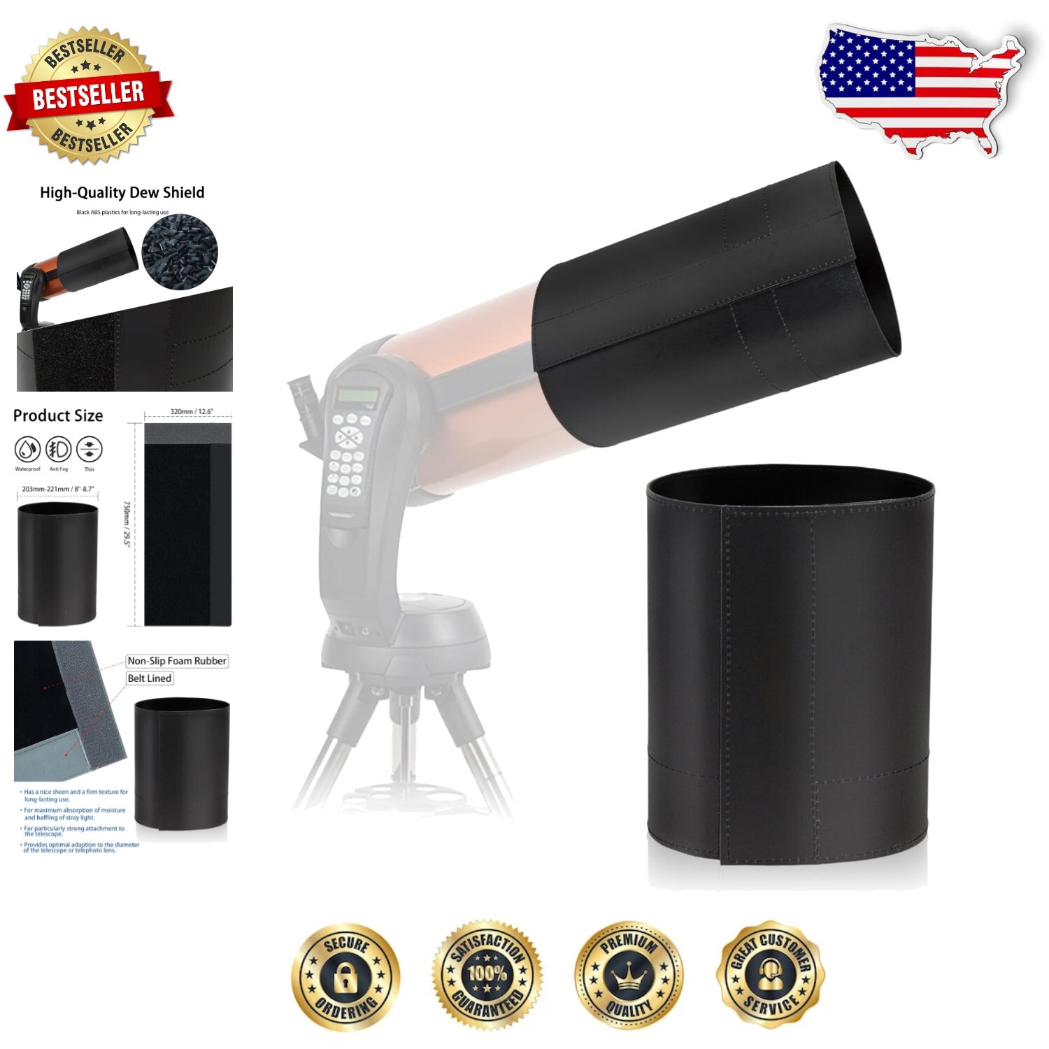 Flexible Dew Shield for 203-221mm Telescopes - Ensure Clear Observations