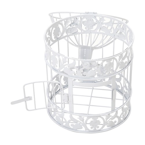 Cage Lantern White Metal Dome Wire Candle Holder Oval Romantic Hotel Home Decor - Picture 6 of 16